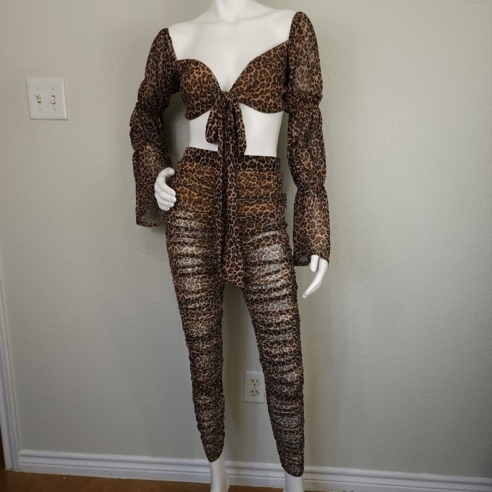 The Obsessed Collection Leopard Print Two Piece Set Lingerie Size S